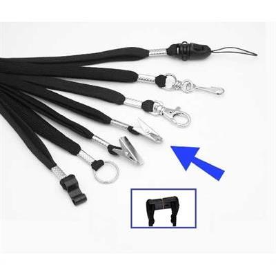 Lanyard 10mm, Black - friction clip+safety buckle
