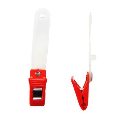 Crocodile clip in plastic +ID strip, Red