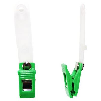 Crocodile clip in plastic +ID strip, Green